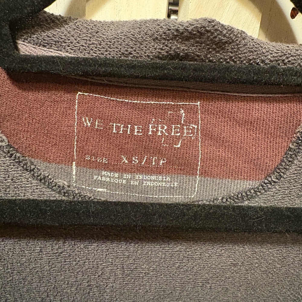 Free People (We The Free) Gray and Dark Red Striped Blouse - Picture 3 of 4